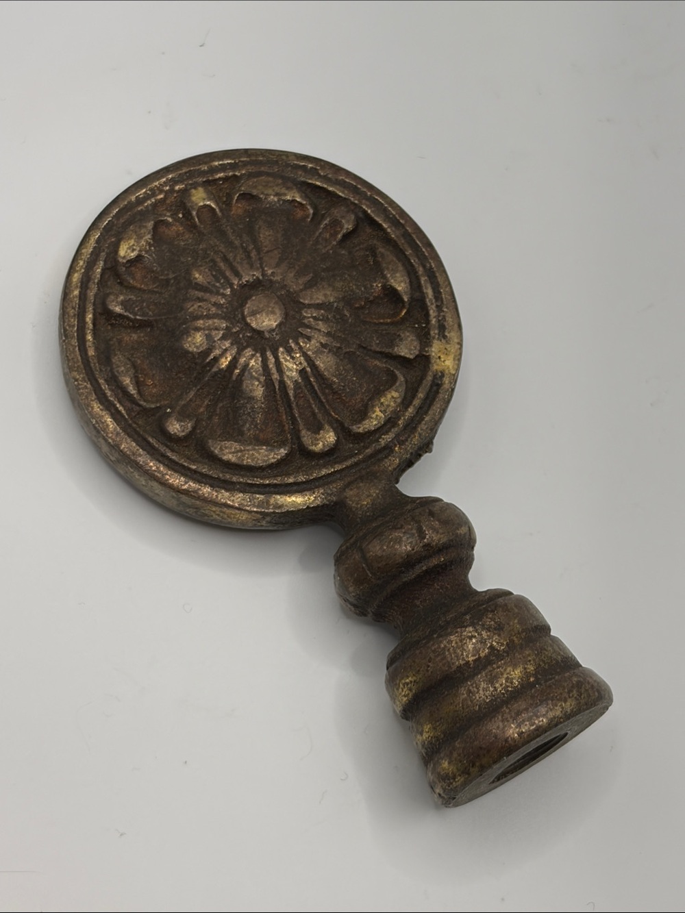 Vintage Floral Flower Medallion Metal Lamp Finial Architectural Salvage Decor